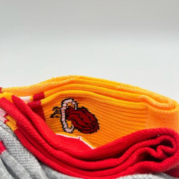 Miami Heat Socks Mens 6-12 Multicolor 3 Pair Logo Crew Socks NBA Basketball NEW - Picture 8 of 9